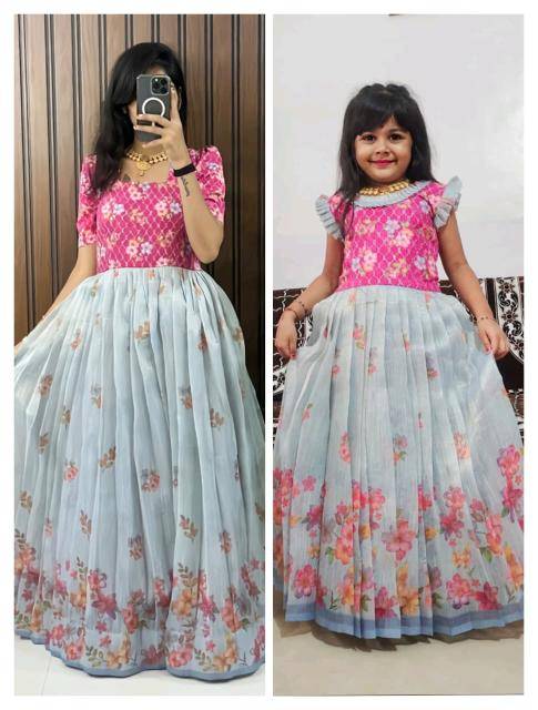 NEW LAUNCING mother daughter combo GOWN DOBI silk Kids wear market wholesale online